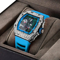 Panda Bamboo Hollow Carving Full Diamond Case Tonneau Quartz Watch ⌚️