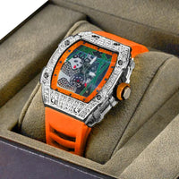 Panda Bamboo Hollow Carving Full Diamond Case Tonneau Quartz Watch ⌚️