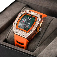Panda Bamboo Hollow Carving Full Diamond Case Tonneau Quartz Watch ⌚️