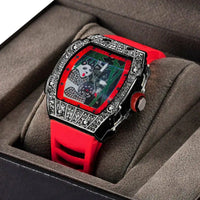 Panda Bamboo Hollow Carving Full Diamond Case Tonneau Quartz Watch ⌚️