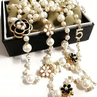 Pearl Necklace For Women  Double Layer  Pendant Sweater Chain  EarringsJewelry ✨