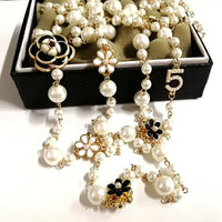 Pearl Necklace For Women  Double Layer  Pendant Sweater Chain  EarringsJewelry ✨