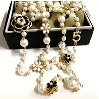 Pearl Necklace For Women  Double Layer  Pendant Sweater Chain  EarringsJewelry ✨