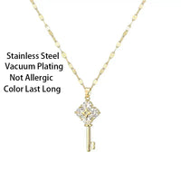 Pendant Necklaces Zircon Key Pendant Stainless Steel Necklace ✨