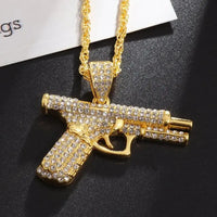 Pistol Pendant Submachine Gun Necklack Hip Hop Rock Rapper Neck Chain 💎