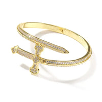Platinum plated Sword Bangle Gold Silver Color Cubic Zircon Cross Bracelet 💎