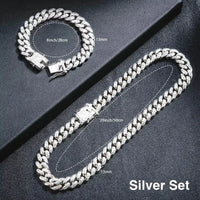 Luxury Iced-Out Cuban Chain Jewelry Set – Watch, Bracelet & Necklace for Men ✨