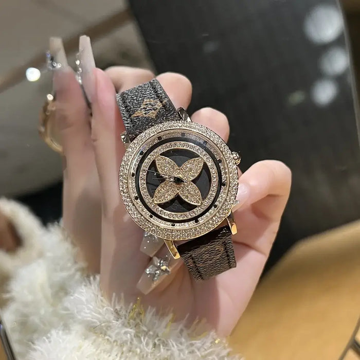 Quarts 28mm Quality watches for women four leaf ⏱️