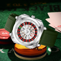 Quartz Movement Men Watch 42mm Square Silver Black Silicone Watch ⌚️