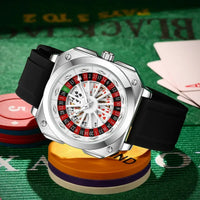 Quartz Movement Men Watch 42mm Square Silver Black Silicone Watch ⌚️