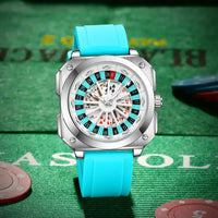 Quartz Movement Men Watch 42mm Square Silver Black Silicone Watch ⌚️