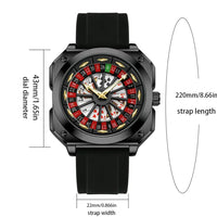 Quartz Movement Men Watch 42mm Square Silver Black Silicone Watch ⌚️