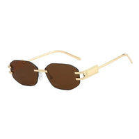Rimless Oval Sunglasses for Women Trendy Metal Frame Frameless Square⌚️