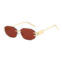 Rimless Oval Sunglasses for Women Trendy Metal Frame Frameless Square⌚️