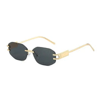 Rimless Oval Sunglasses for Women Trendy Metal Frame Frameless Square⌚️