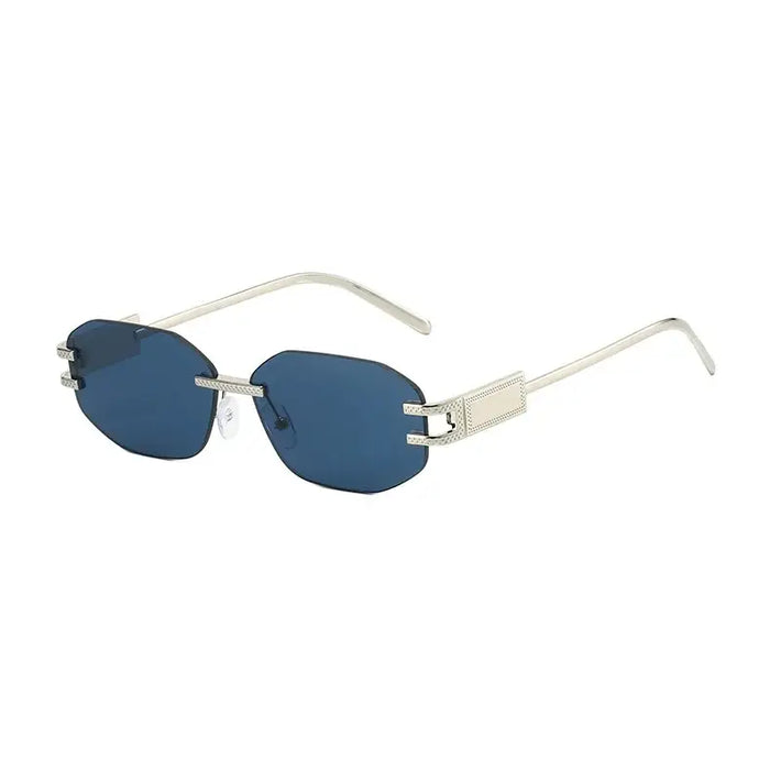 Rimless Oval Sunglasses for Women Trendy Metal Frame Frameless Square⌚️