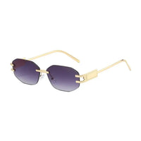 Rimless Oval Sunglasses for Women Trendy Metal Frame Frameless Square⌚️