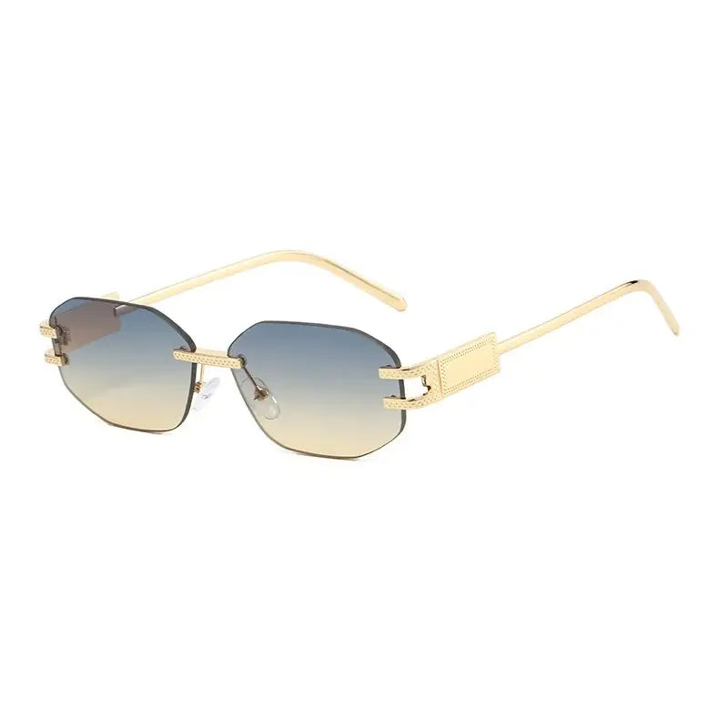 Rimless Oval Sunglasses for Women Trendy Metal Frame Frameless Square⌚️