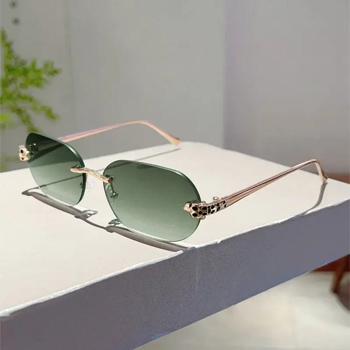 Rimless Oval Sunglasses Men New Fashion Vintage Gradient Casual Shades 🕶️