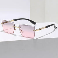 Rimless Rectangle Shaped Colorful Fashionable Classic Sunglasses 🕶️