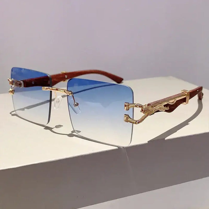 Rimless Square Sunglasses  New Gradient Colorful Ocean Lenses Men Eyewear 🕶️