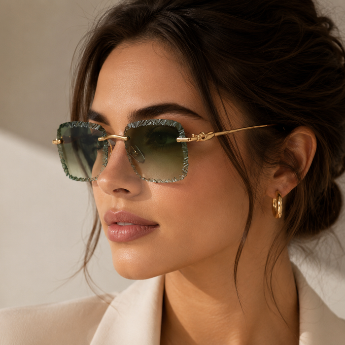 Rimless Square Sunglasses Women For Men Luxury 👓