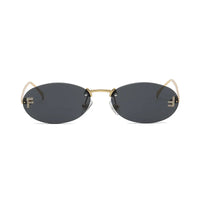 Rimless Sunglasses Women UV400 Oval Elegant Diamond F Sunglasses ✨