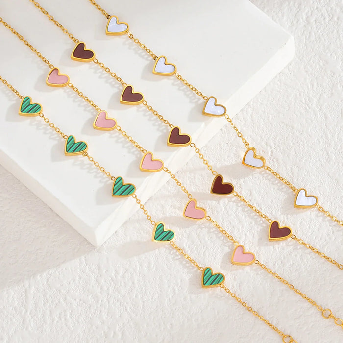 Romantic Heart Love Bracelet for Women Multi-color Stainless Steel Bracelet Gold Plated✨