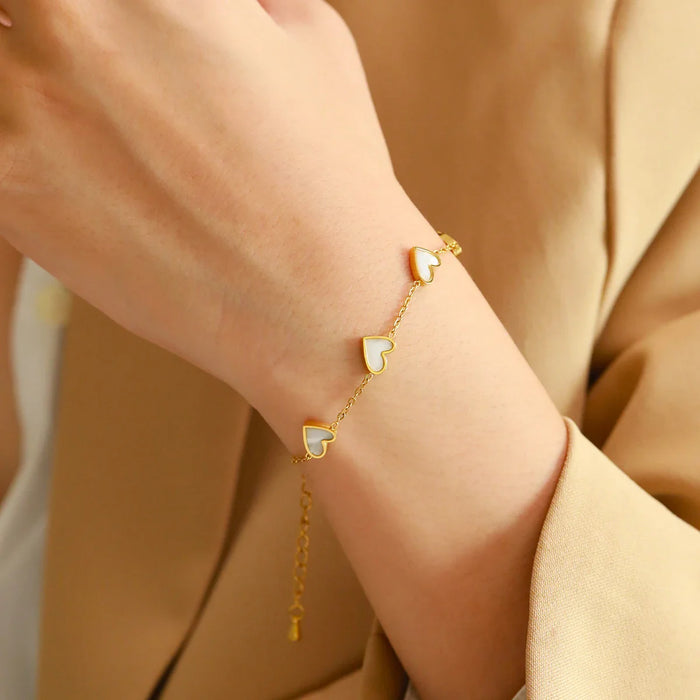 Romantic Heart Love Bracelet for Women Multi-color Stainless Steel Bracelet Gold Plated✨