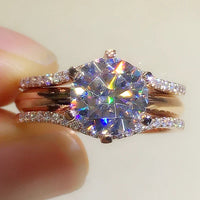 Rose Gold Color Rings for Women Classic 6 Claws Designed Cubic Zirconia Rings 💍