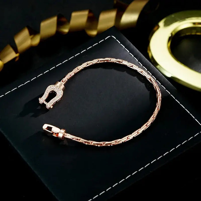 Rose Gold Horseshoe Bracelet Fashion Light Luxury High-end Bracelet Bracelet Jewelry✨