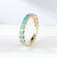 Row Stone Blue Green Pink Ice Flower Zircon Stacking Engagement Rings 💍
