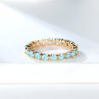 Row Stone Blue Green Pink Ice Flower Zircon Stacking Engagement Rings 💍