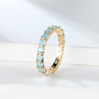 Row Stone Blue Green Pink Ice Flower Zircon Stacking Engagement Rings 💍