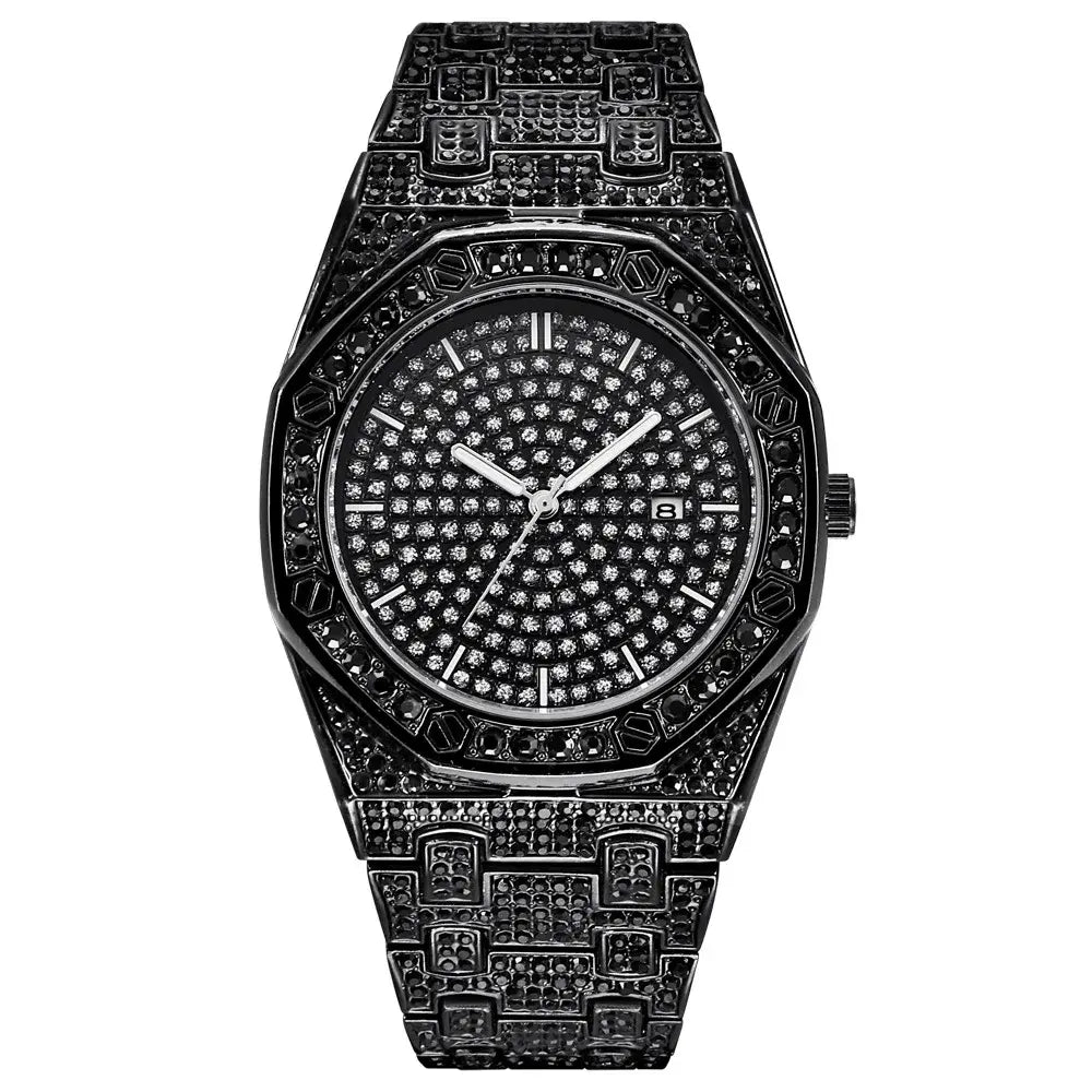 Royal Oak Style Luxury Hip Hop Iced Out Diamond Quartz Wrist Watch ⏱️