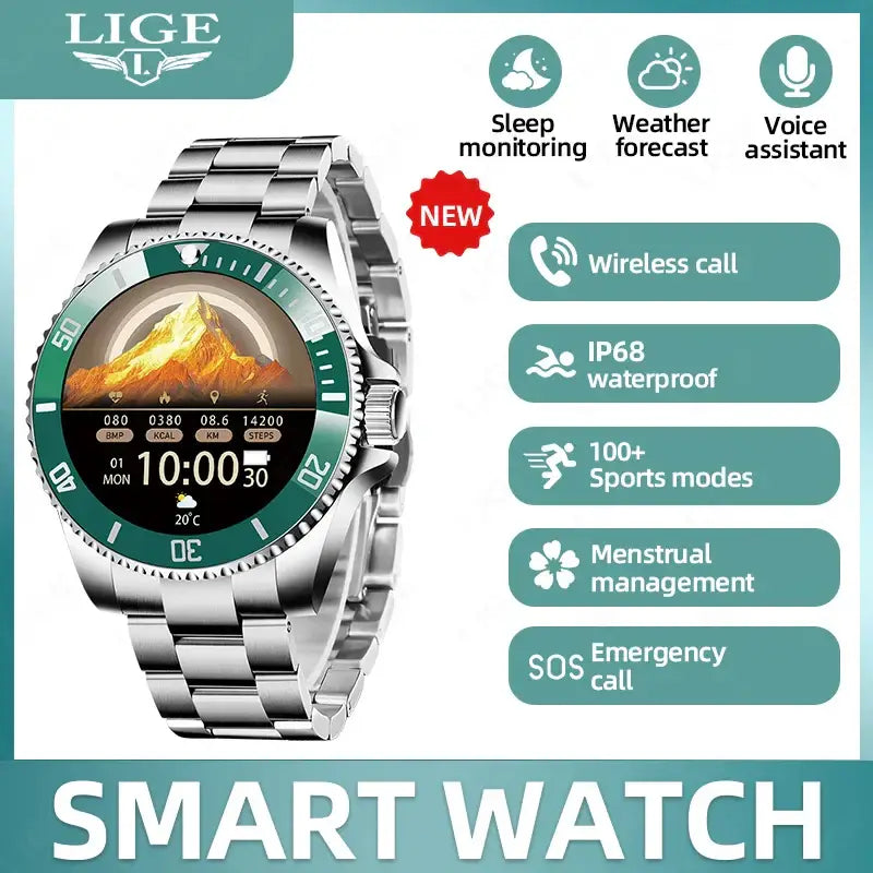 Screen Steel Smart Waterproof Bluetooth Call Clock Sports Watch⌚️