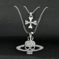 Skull Pendant Necklaces For Women Men Long Cross Chain Necklace 💎