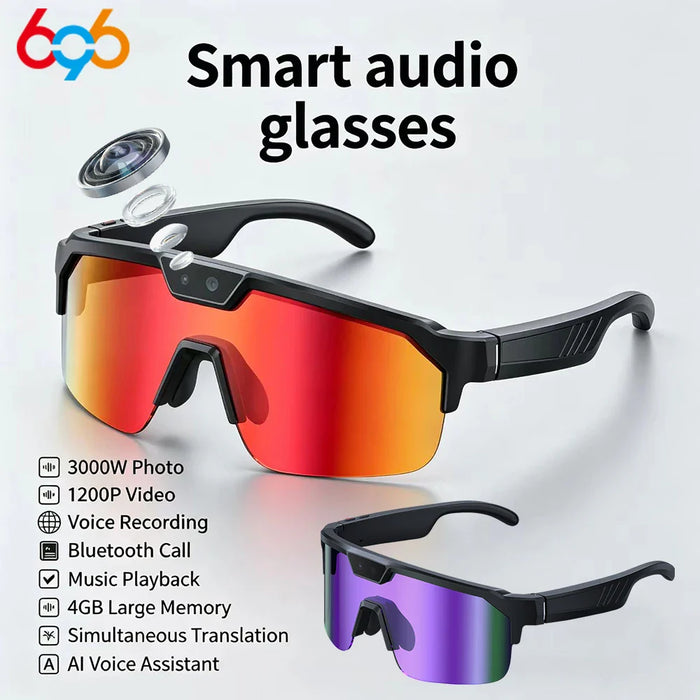 Smart AI Sports Glasses with HD Camera, Bluetooth Calls & UV Protection 👓