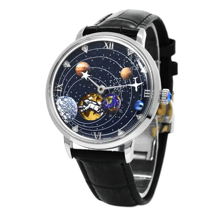 Space Explorer Automatic Watch – Open Skeleton Design | Luminous Mechanical Movement⌚️