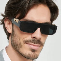 Square Frame One-piece Narrow-Brimmed Leopard Sunglasses 🕶️