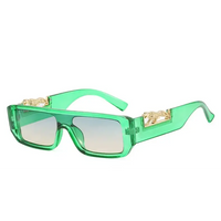 Square Frame One-piece Narrow-Brimmed Leopard Sunglasses 🕶️