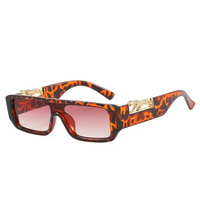 Square Frame One-piece Narrow-Brimmed Leopard Sunglasses 🕶️