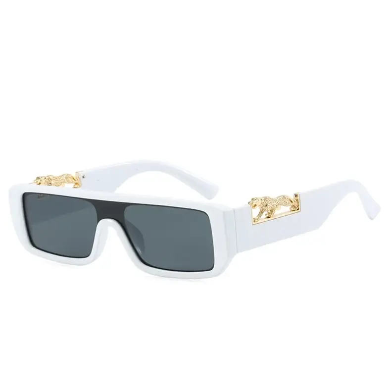 Square Frame One-piece Narrow-Brimmed Leopard Sunglasses 🕶️