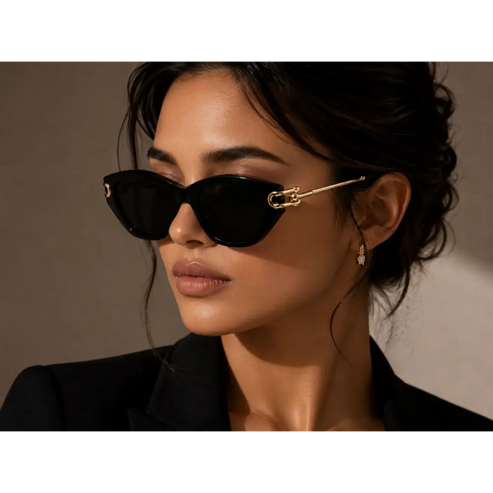 Square Sunglasses with Silver Buckle Accent | UV Protection | Trendy Women's🕶️