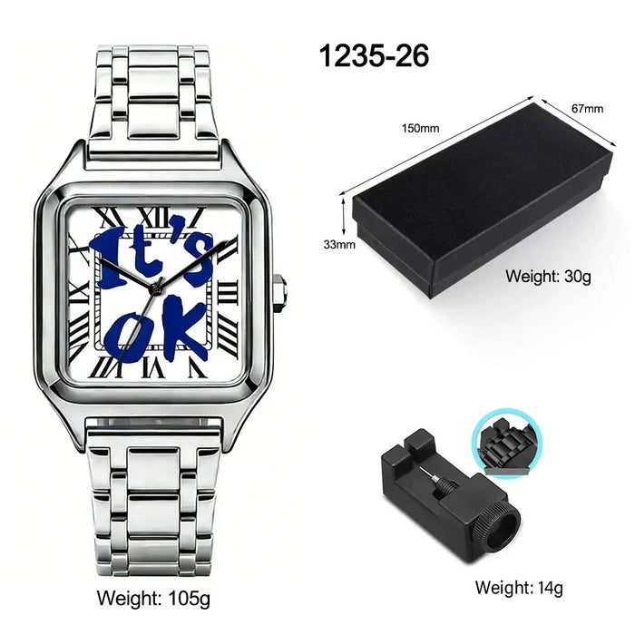 Stainless Steel Alloy Square Dial Simple Elegant Ins Style Light Luxury High⌚️