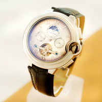Stainless Steel Case Automatic Mechanical Watch Design Genuine Leather Strap ⌚️