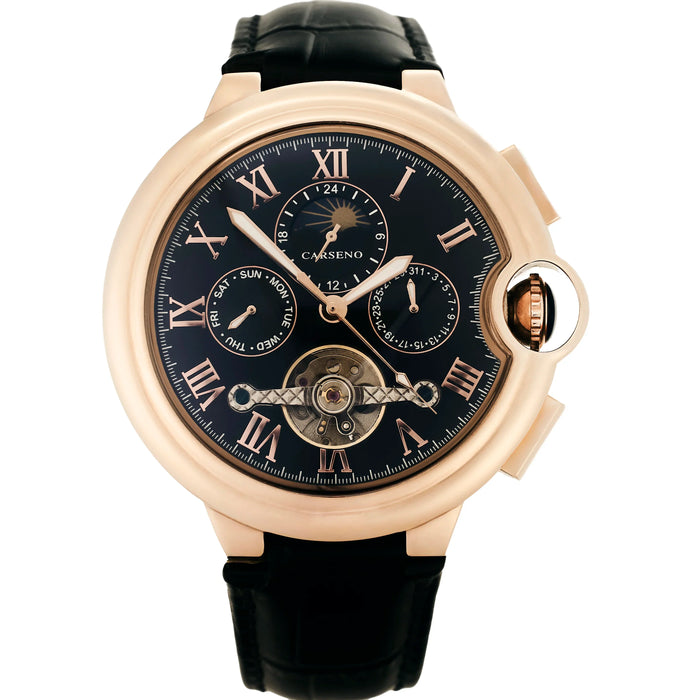 Stainless Steel Case Automatic Mechanical Watch Design Genuine Leather Strap ⌚️