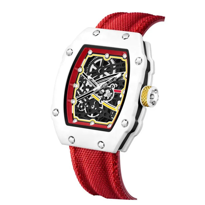 Stainless Steel Case with Sporty Nylon Strap Men's Ultra-thin Tonneau Quartz Watch ⌚️