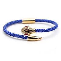 Stainless steel genuine stingray leather LOVE snake head classic bracelet 💎