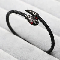 Stainless steel genuine stingray leather LOVE snake head classic bracelet 💎